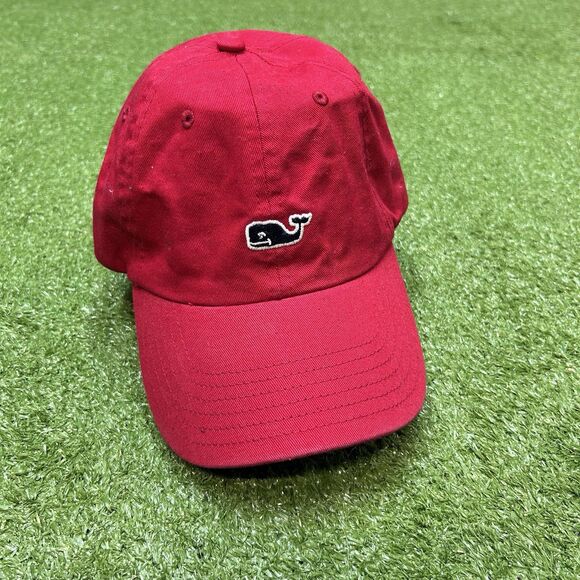 Vineyard Vines Red Logo Hat Cap Plaid Under Brim Strapback - Picture 1 of 3